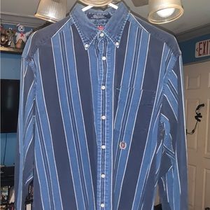 Tommy Hilfiger Shirt Mens Size M Button Up Long Sleeve blue stripes